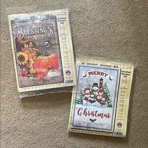 Design Works Crafts Jeweled Banner Kits - Harvest Blessings & Merry Christmas